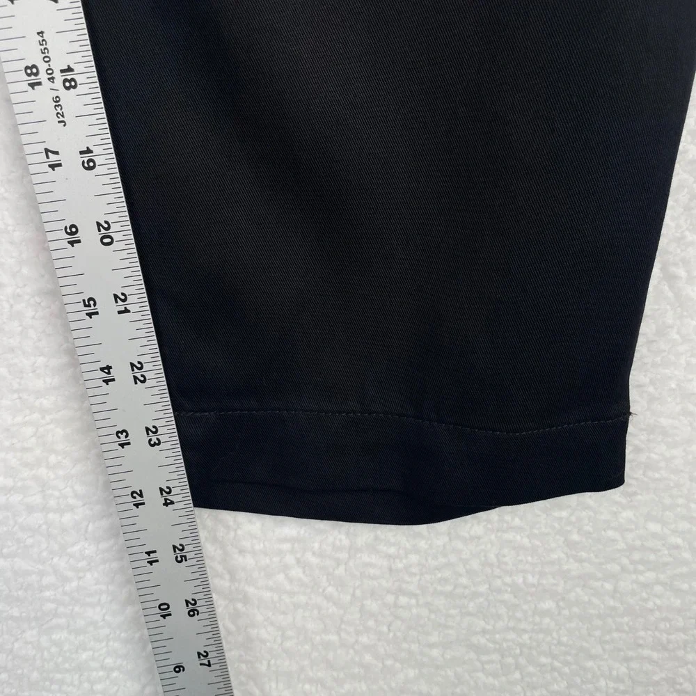LOFT Curvy Pleated Tapered Pants Black 100% Lyocell Cropped Trousers 16P Womens